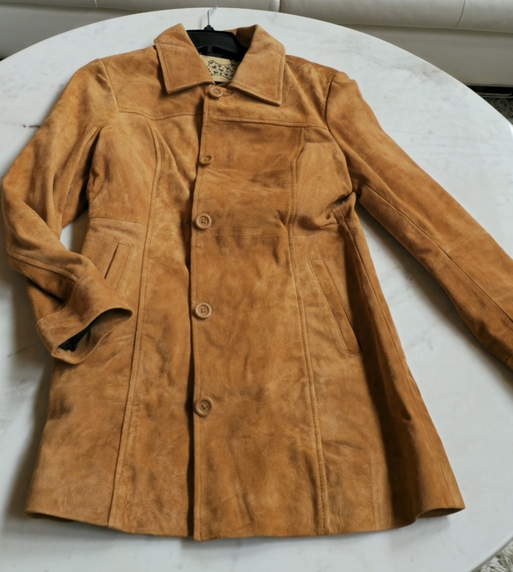 NWT Fan Jackets Kandis Suede 3/4 Length Nutmeg Suede Jacket Size Medium - Picture 4 of 16